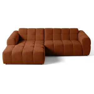 Comparateur de prix : LISA DESIGN Ray - canapé d'angle gauche - 4 places - en tissu texturé - Rouille