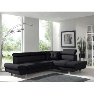Comparateur de prix : BESTMOBILIER Lisbona - Canapé d'angle droit convertible - 5 places - avec têtières - Noir
