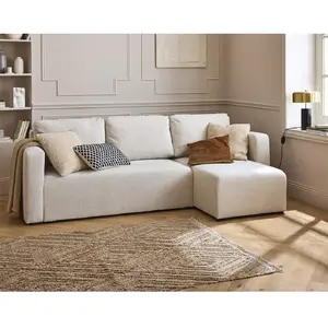 BESTMOBILIER Canopy - canapé d'angle réversible - 4 places - convertible avec coffre - en tissu texturé - Beige pas cher