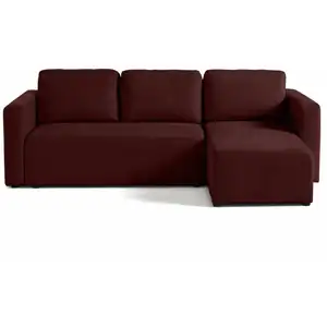 BESTMOBILIER Canopy - canapé d'angle réversible - 4 places - convertible avec coffre - en tissu texturé - Prune