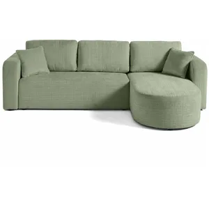 BESTMOBILIER Miro - canapé d'angle réversible - 4 places - convertible avec coffre - en velours texturé - Vert sauge pas cher