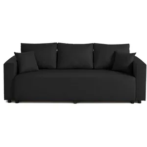 BESTMOBILIER Regala - canapé 3 places - convertible avec coffre - en tissu - Noir pas cher