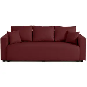BESTMOBILIER Regala - canapé 3 places - convertible avec coffre - en tissu - Rouge