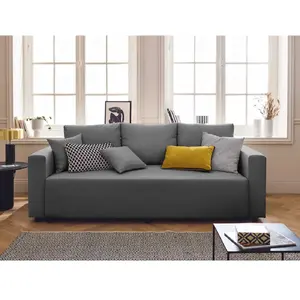 BESTMOBILIER Regala - canapé 3 places - convertible avec coffre - en tissu - Gris