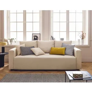 BESTMOBILIER Regala - canapé 3 places - convertible avec coffre - en tissu - Beige pas cher
