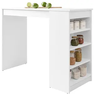 Comparateur de prix : BESTMOBILIER Drazic - table de bar avec rangements - blanc - de 2 à 4 personnes TU