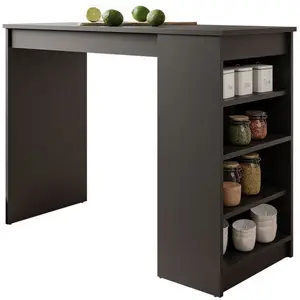 Comparateur de prix : BESTMOBILIER Drazic - table de bar avec rangements - noir - de 2 à 4 personnes TU
