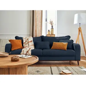 LISA DESIGN Albane - canapé 3 places - convertible avec coffre - en velours côtelé - Bleu Ardoise