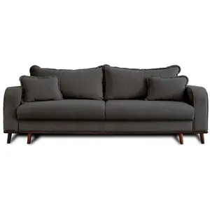 LISA DESIGN Albane - canapé 3 places - convertible avec coffre - en velours côtelé - Gris foncé pas cher