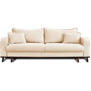 LISA DESIGN Albane - canapé 3 places - convertible avec coffre - en velours côtelé - Beige