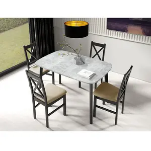 Comparateur de prix : BESTMOBILIER Magov - table à manger extensible - gris et noir - 4 personnes TU