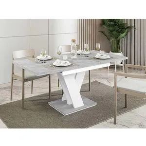 Comparateur de prix : BESTMOBILIER Xandriel - table à manger extensible - gris et blanc - 4 à 6 personnes