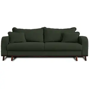 LISA DESIGN Albane - canapé 3 places - convertible avec coffre - en velours côtelé - Vert