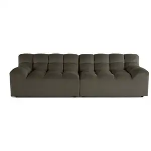 LISA DESIGN Napoli - canapé droit 4 places - en velours - Gris pas cher