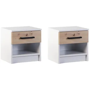 Comparateur de prix : BESTMOBILIER Hayato - lot de 2 tables de chevet - bois et blanc - 40 cm - Bois / Blanc