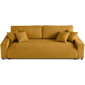 LISA DESIGN Pivoine - canapé droit 3 places - convertible avec coffre - en velours texturé - Jaune pas cher