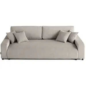 LISA DESIGN Pivoine - canapé droit 3 places - convertible avec coffre - en velours côtelé - Gris clair