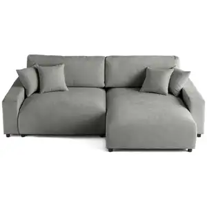 Comparateur de prix : LISA DESIGN Pivoine - canapé d'angle réversible - 4 places - convertible avec coffre - en velours texturé - Gris