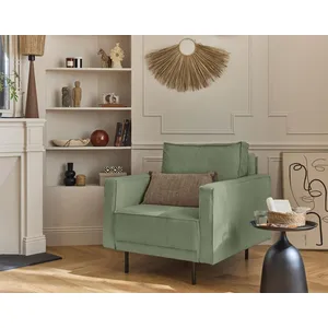 Comparateur de prix : LISA DESIGN Charlie - fauteuil - pieds hauts - en velours côtelé - Vert sauge