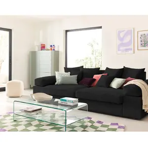 Lisa Design Aspen - canapé 4 places - assise profonde - velours côtelé - Noir
