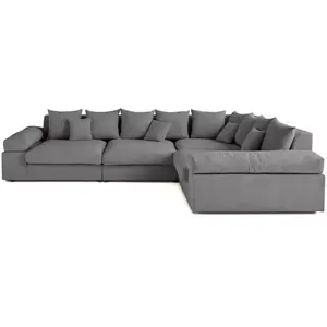Comparateur de prix : Lisa Design Canapé d'angle réversible 5 places en velours côtelé gris