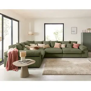 Comparateur de prix : Lisa Design Canapé d'angle réversible 5 places en velours côtelé vert