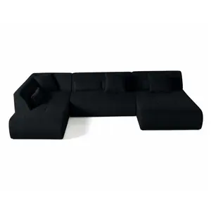 Comparateur de prix : LISA DESIGN Onyx - canapé panoramique d'angle gauche 7 places - en velours côtelé - Noir