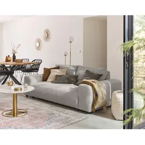 LISA DESIGN Garance - canapé droit 3 places - en velours côtelé - Gris clair