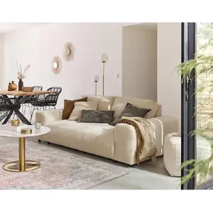 LISA DESIGN Garance - canapé droit 3 places - en velours côtelé - Beige pas cher