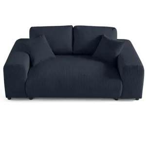 LISA DESIGN Garance - canapé droit 2 places - en velours côtelé - Bleu nuit pas cher