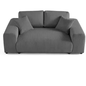 LISA DESIGN Garance - canapé droit 2 places - en velours côtelé - Gris foncé
