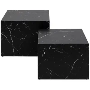 Comparateur de prix : LISA DESIGN Pueblo - lot de 2 tables basses - effet marbre noir - 58 et 50 cm TU