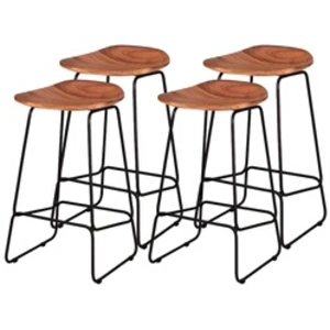 Comparateur de prix : LISA DESIGN Djoda - lot de 4 tabourets de bar - bois massif d'acacia - noir / bois