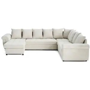 Comparateur de prix : BESTMOBILIER Henry - canapé panoramique convertible - avec coffre - en velours côtelé - 7 places TU