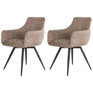 Comparateur de prix : LISA DESIGN Boha - lot de 2 fauteuils pivotants - en tissu bouclette sable - Sable