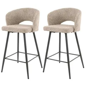 Comparateur de prix : LISA DESIGN Pattaya - lot de 2 tabourets de bar - en tissu bouclette sable - Sable