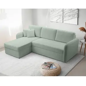 Pocatello - canapé d'angle réversible 4 places - convertible avec coffre - en tissu bouclette - Best Mobilier pas cher