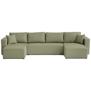 BESTMOBILIER Topaze - canapé panoramique - 7 places - convertible avec coffre - en tissu - Terracotta pas cher