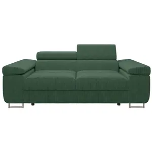 BESTMOBILIER Pablo - canapé droit 2 places avec têtières ajustables - en velours côtelé - Vert pas cher