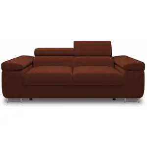 BESTMOBILIER Pablo - canapé droit 2 places avec têtières ajustables - en velours côtelé - Terracotta pas cher