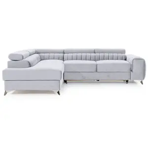 Comparateur de prix : BESTMOBILIER Talisay - canapé d'angle gauche - 5 places - convertible avec coffre - en velours - Gris clair