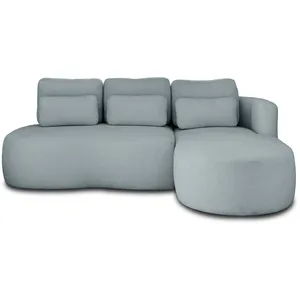 Comparateur de prix : LISA DESIGN Mahina - canapé d'angle droit - 4 places - convertible avec coffre - en tissu bouclette - Bleu