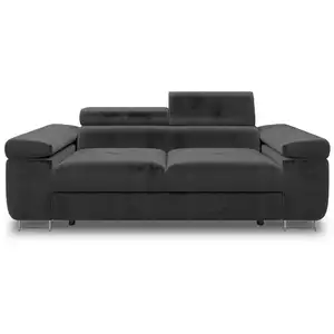 BESTMOBILIER Pablo - canapé droit 2 places avec têtières ajustables - en velours - Gris foncé pas cher