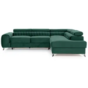 Comparateur de prix : BESTMOBILIER Talisay - canapé d'angle droit - 5 places - convertible avec coffre - en velours - Vert