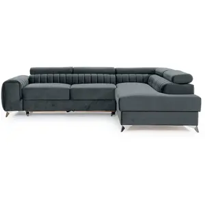 Comparateur de prix : BESTMOBILIER Talisay - canapé d'angle droit - 5 places - convertible avec coffre - en velours