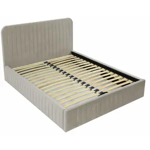 BESTMOBILIER Stuart - lit coffre - 140x200 cm - sommier inclus - en velours - Beige