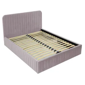 BESTMOBILIER Stuart - lit coffre - 140x200 cm - sommier inclus - en velours - Rose pas cher