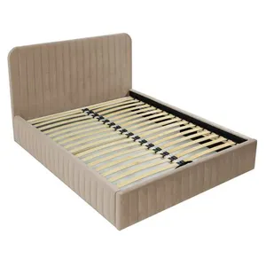BESTMOBILIER Stuart - lit coffre - 160x200 cm - sommier inclus - en velours - Latte pas cher
