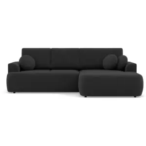 Candela - canapé d'angle droit 4 places - convertible avec coffre - en tissu bouclette - Best Mobilier