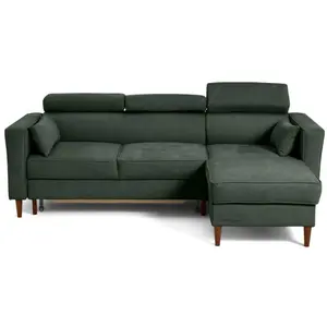 BESTMOBILIER Alicante - canapé d'angle réversible convertible avec têtières - coffre - 4 places - en tissu texturé - Vert pas cher